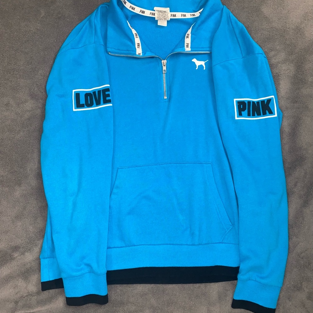 A Pink brand blue colored quarter zip.